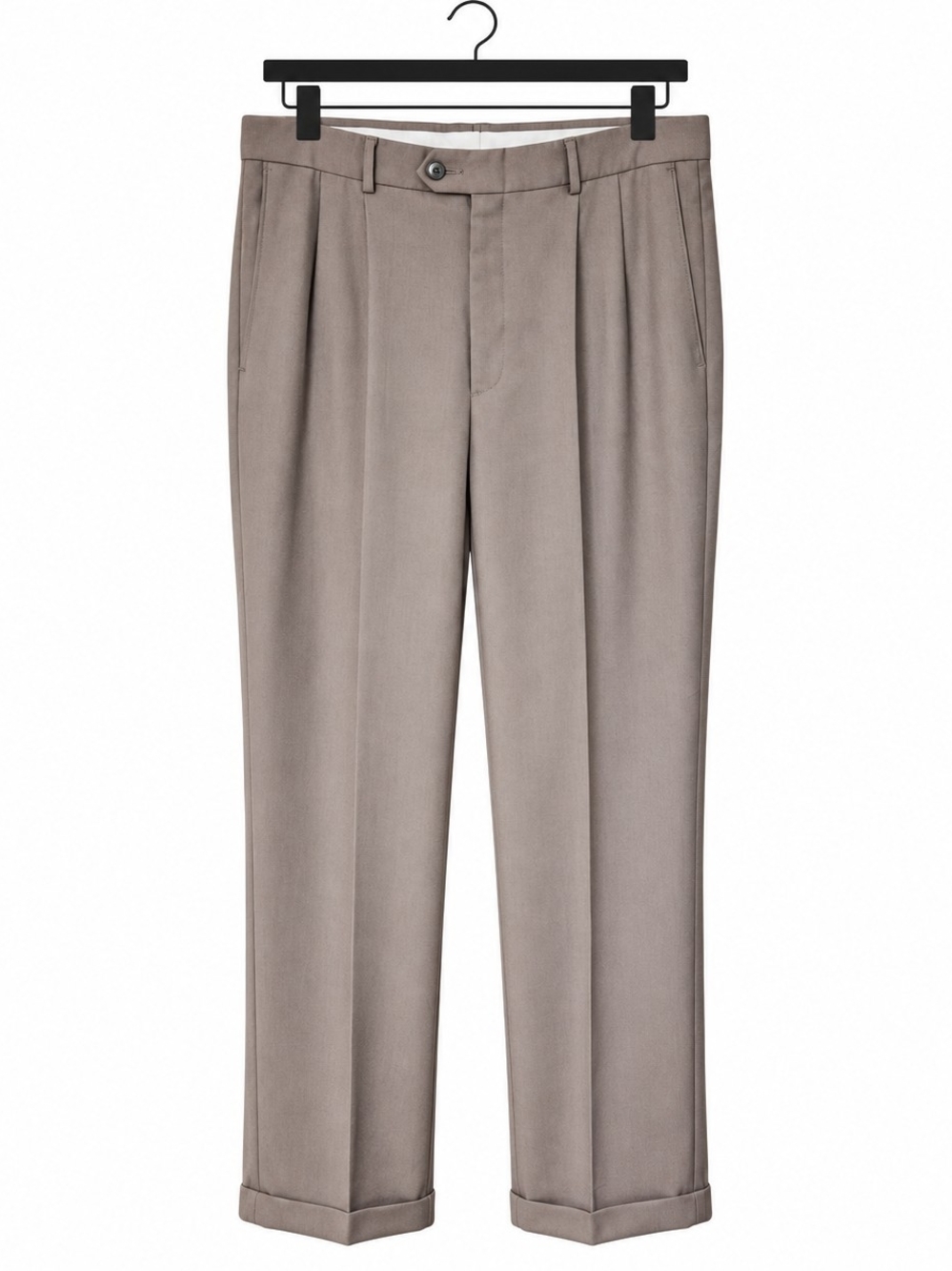 Haggar Men’s 38x32 Taupe Pleated Cuffed Dress Pants Trousers